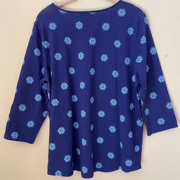 C. Wonder Blue Medallion Long Sleeve Top M - Picture 3 of 6